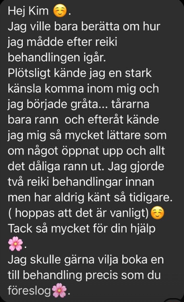Nöjd kund recension för Gröna Rosens reiki