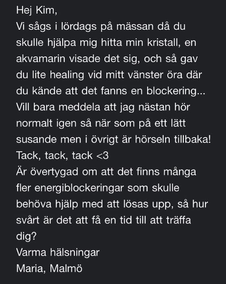 Nöjd kund recension för Gröna Rosens healing
