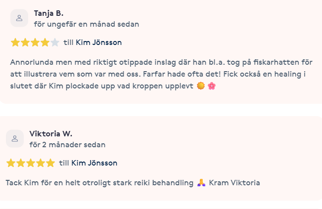 Nöjd kund recension för Gröna Rosens healing